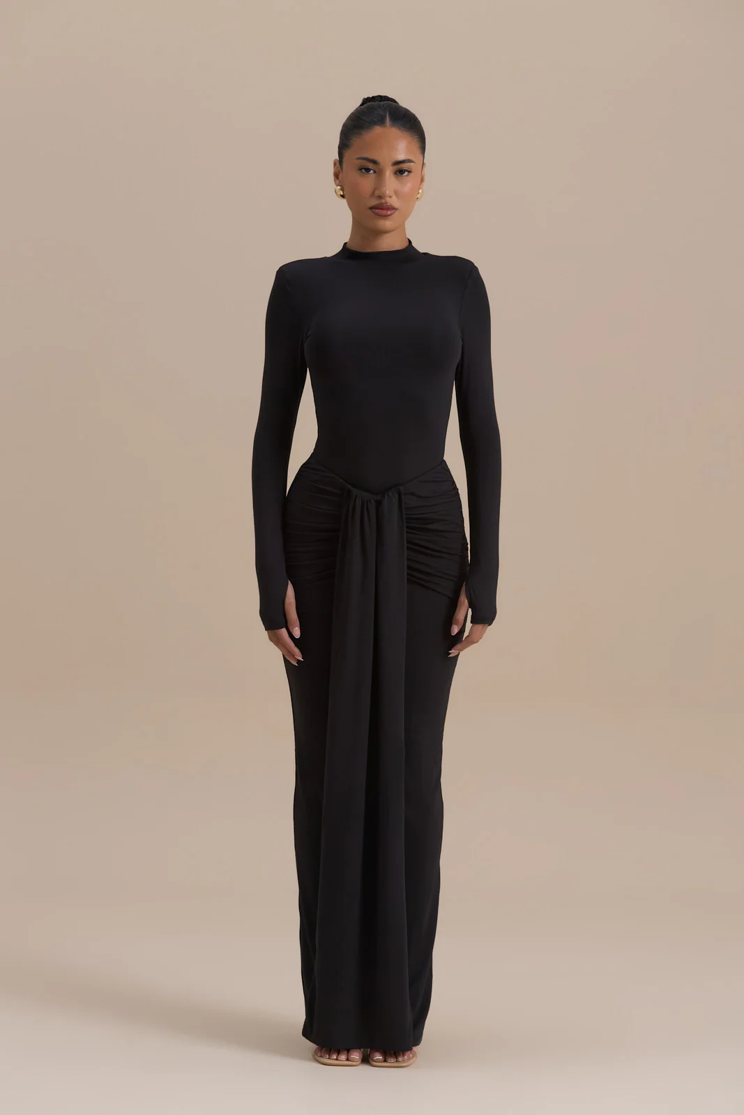 NARA DRAPE MAXI SKIRT | BLACK - Image 3
