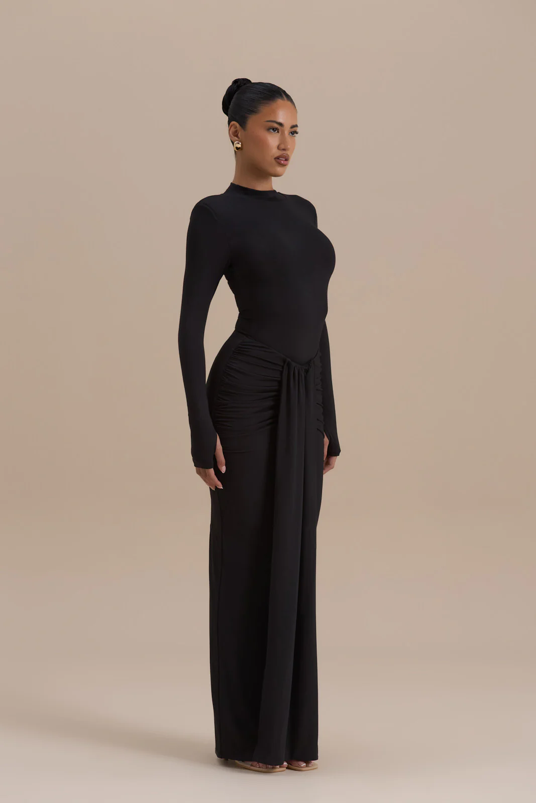 NARA DRAPE MAXI SKIRT | BLACK - Image 5