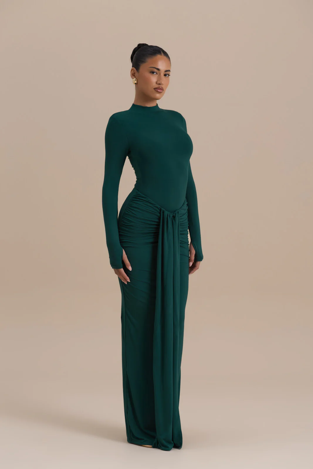 NARA DRAPE MAXI SKIRT | EMERALD - Image 5