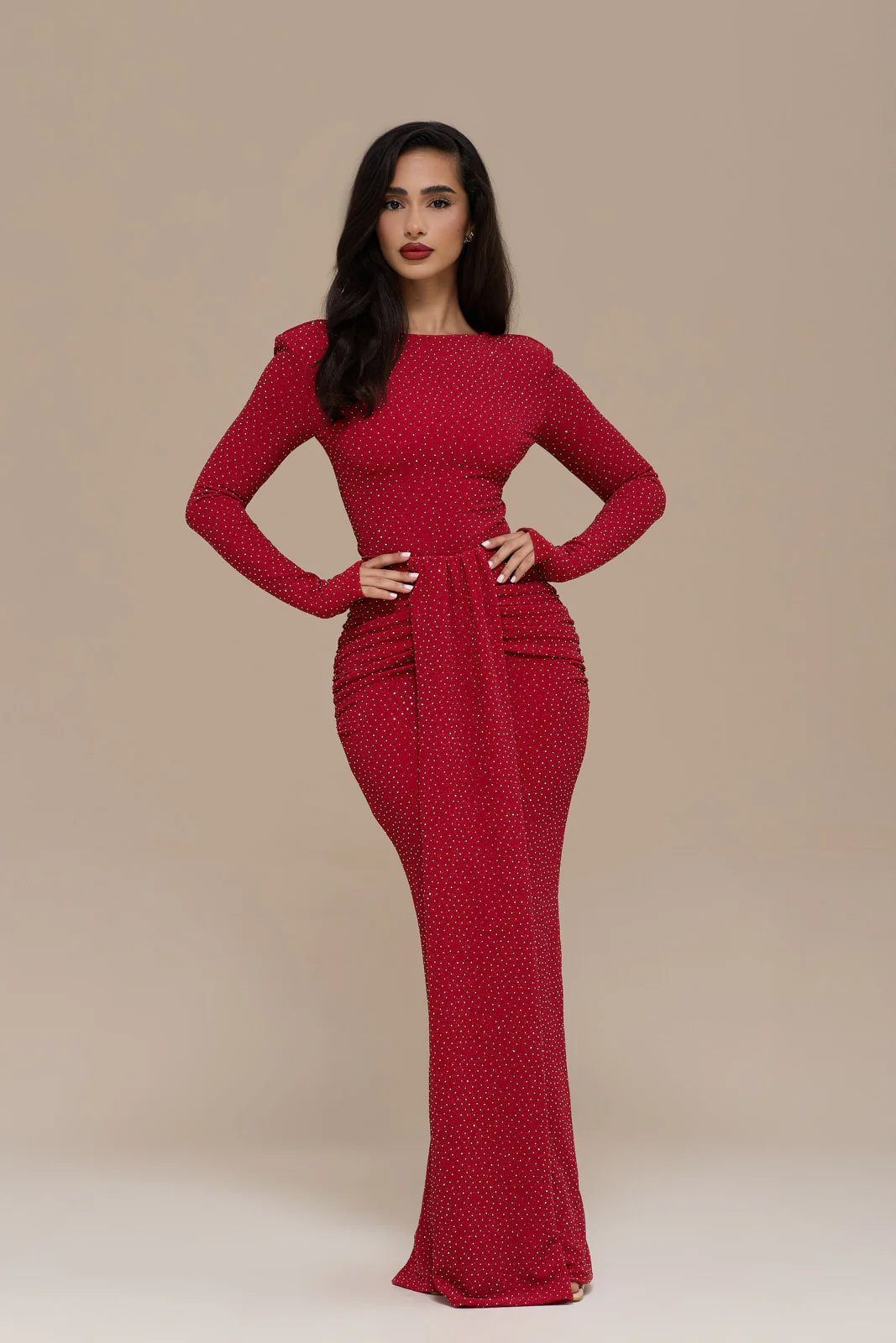 NARA DRAPE MAXI SKIRT | RED HOTFIX - Image 3