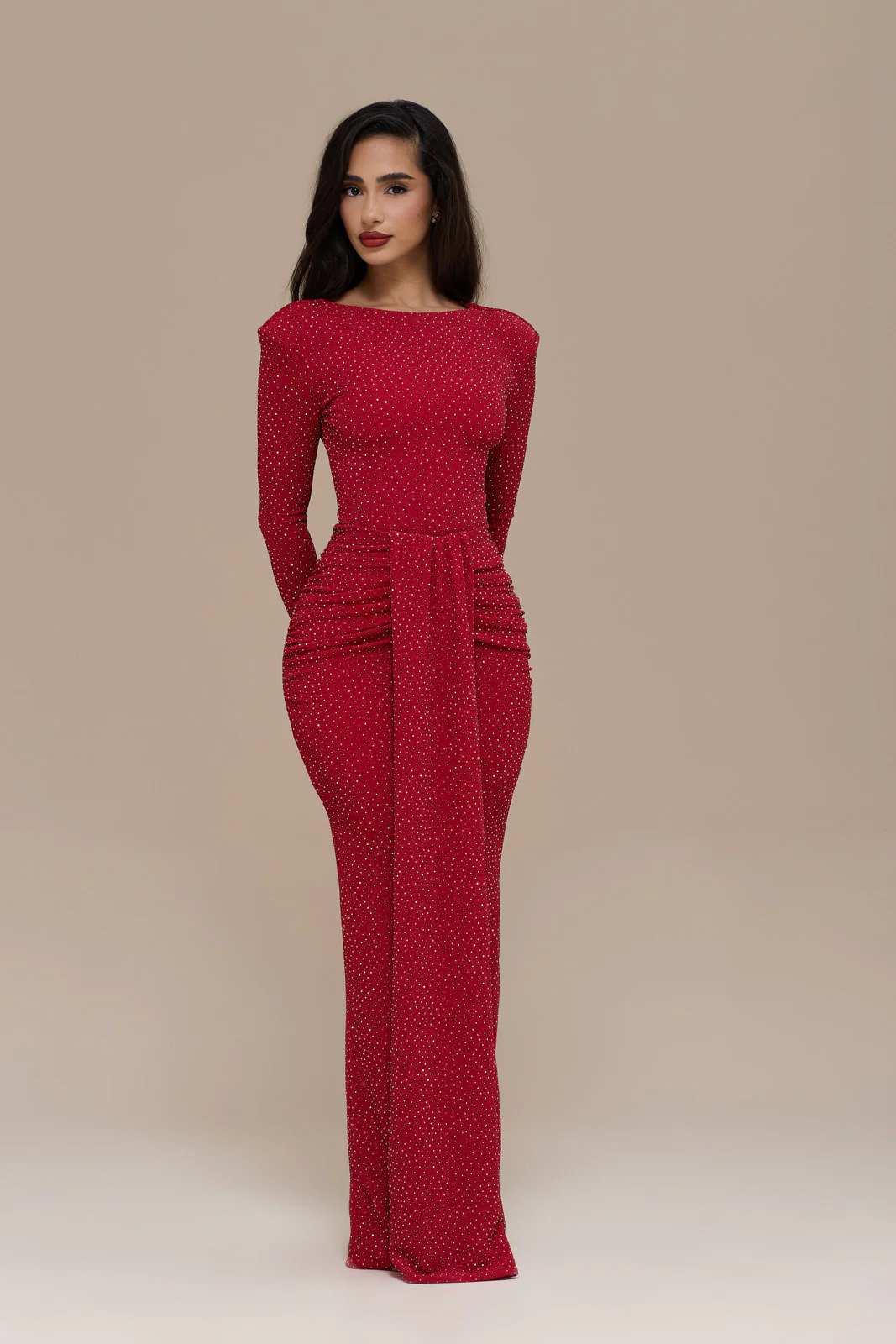 NARA DRAPE MAXI SKIRT | RED HOTFIX - Image 4