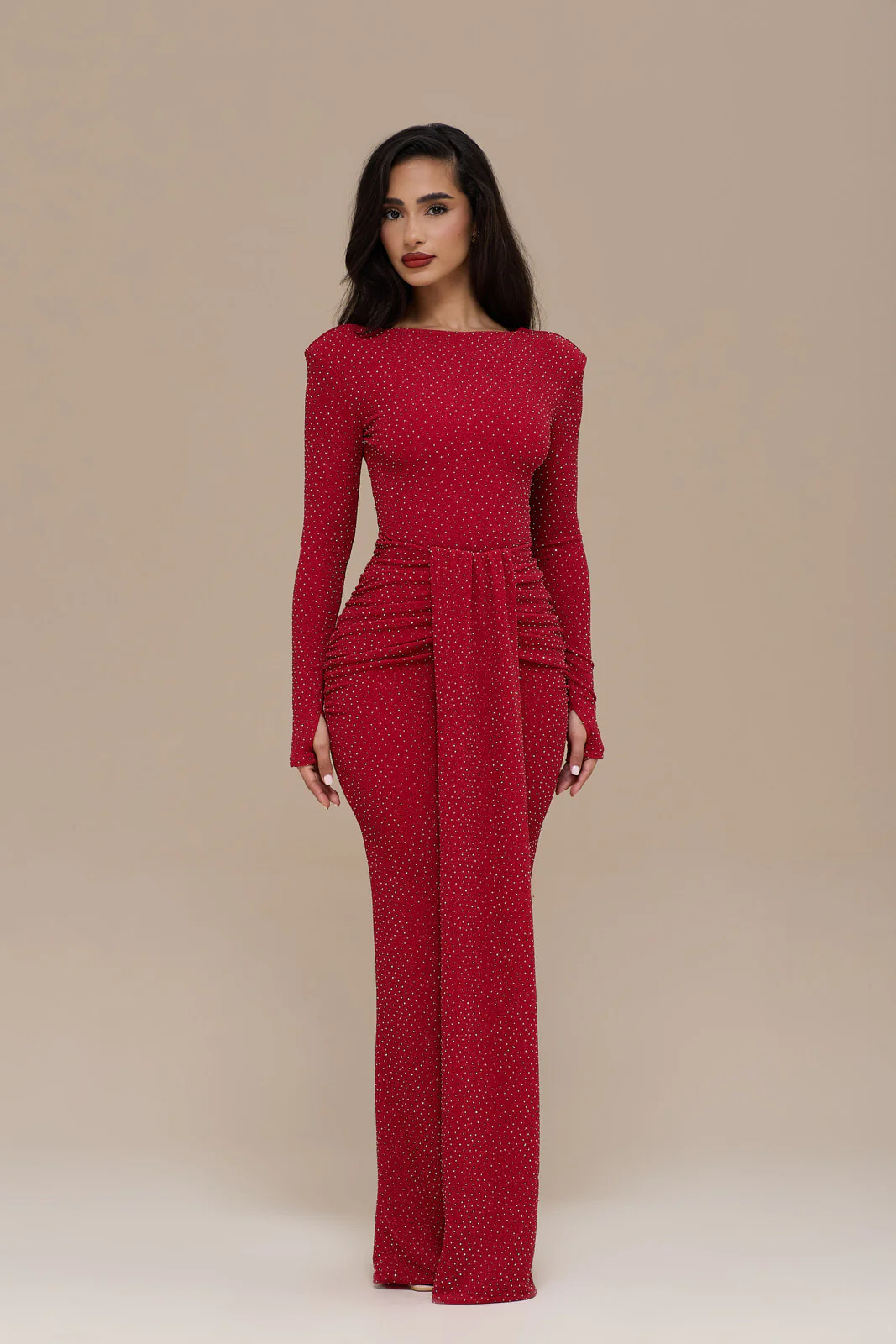 NARA DRAPE MAXI SKIRT | RED HOTFIX - Image 6
