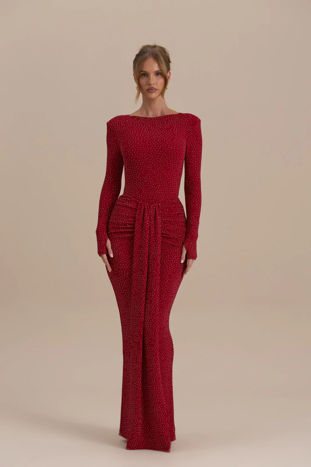 NARA DRAPE MAXI SKIRT | RED HOTFIX - Image 7