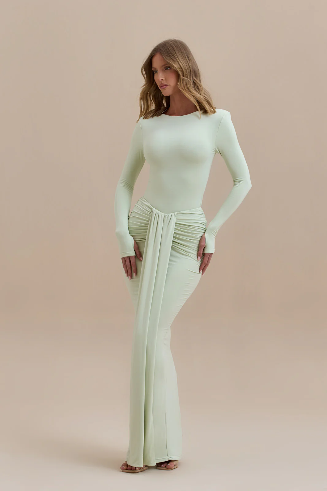 NARA DRAPE MAXI SKIRT | MINT - SALE - Image 6
