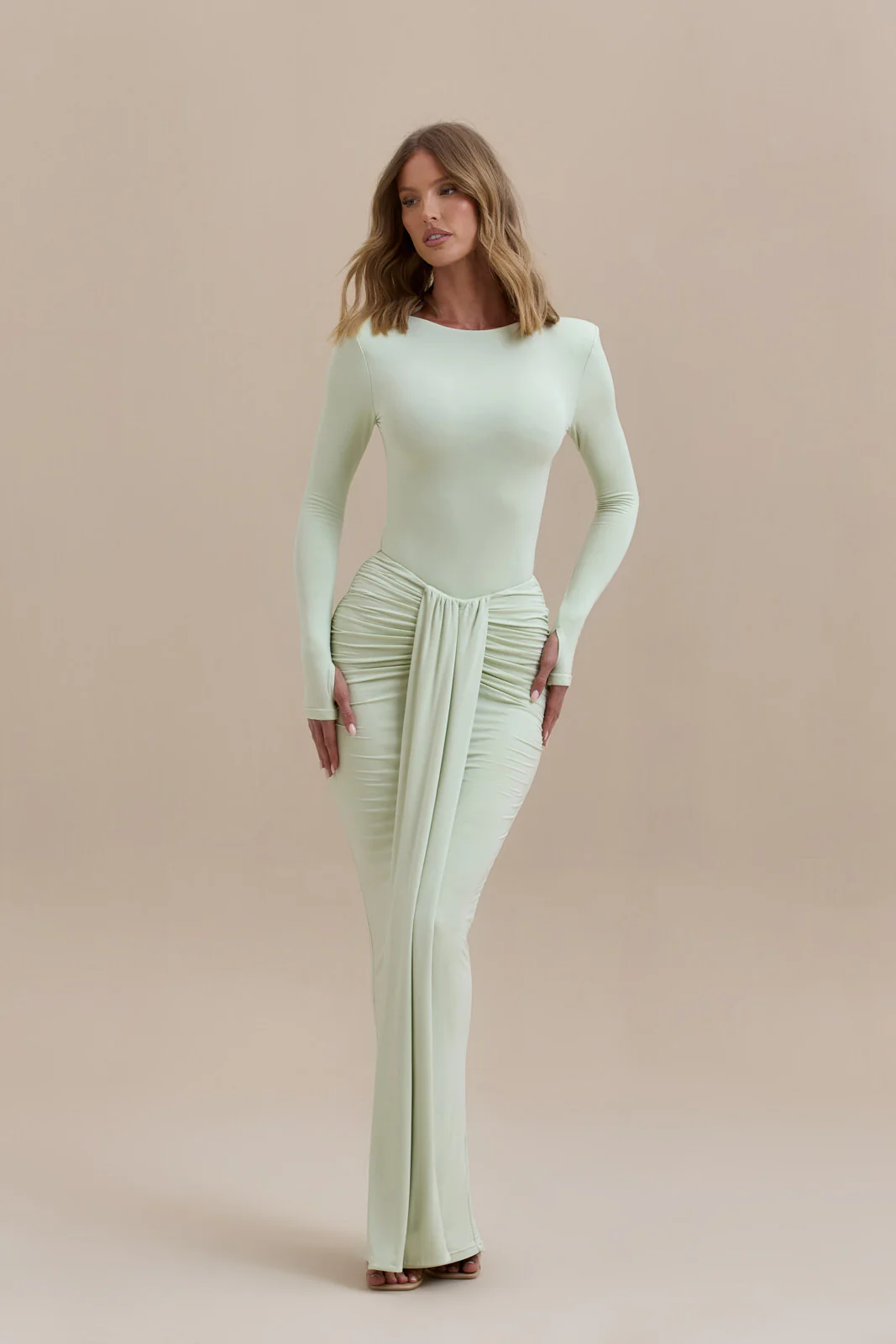 NARA DRAPE MAXI SKIRT | MINT - SALE - Image 7