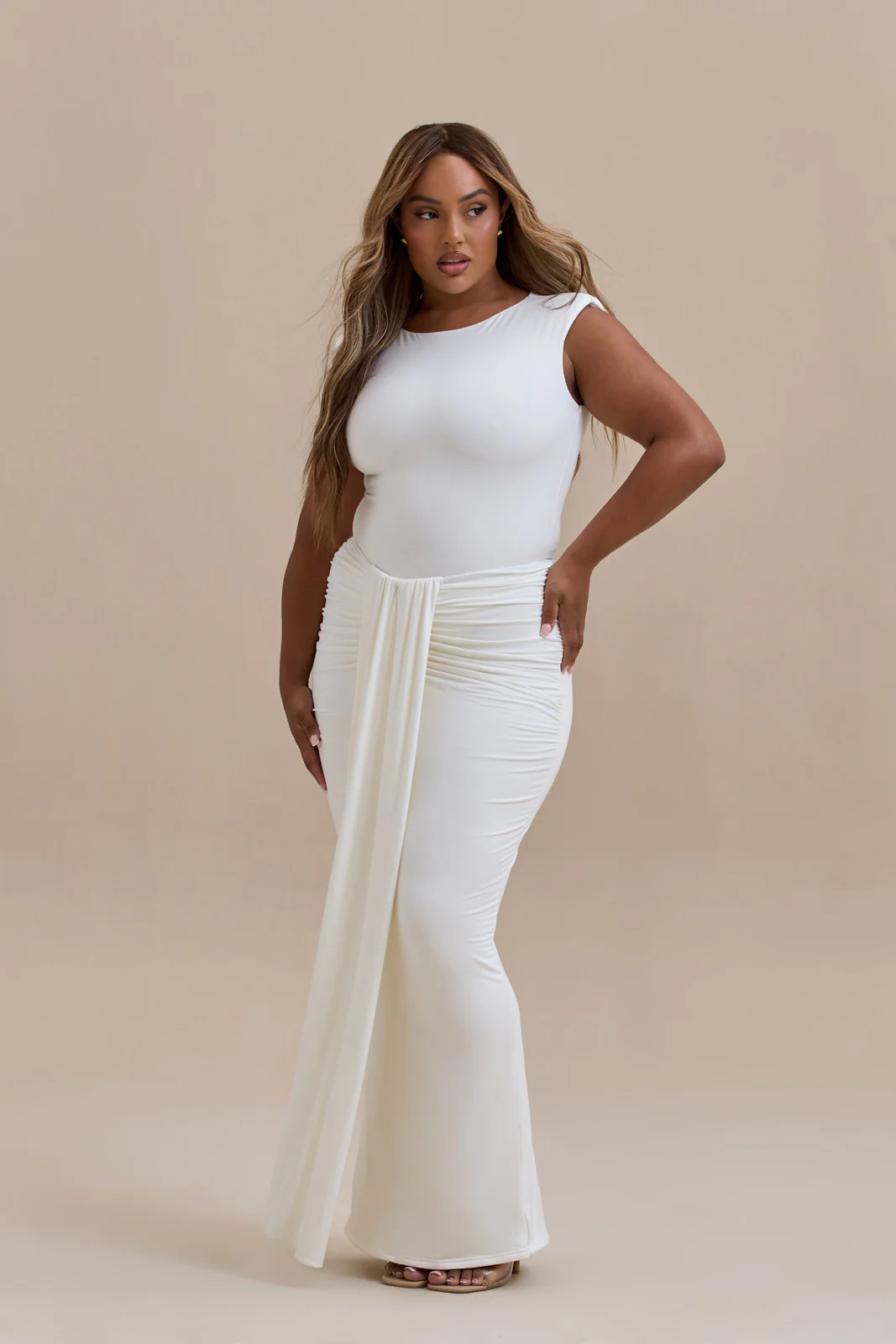 NARA DRAPE MAXI SKIRT | WHITE - SALE - Image 10