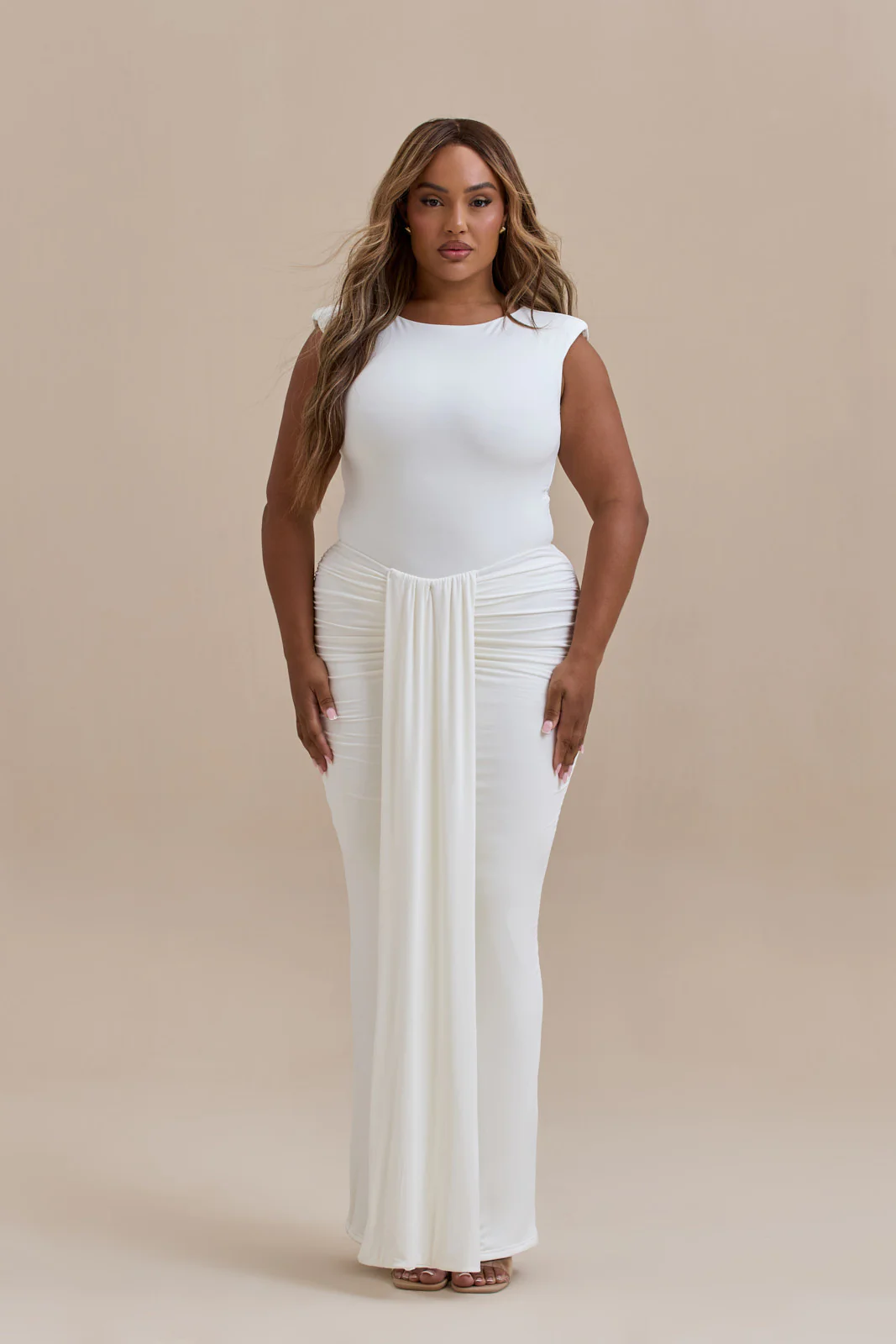 NARA DRAPE MAXI SKIRT | WHITE - SALE - Image 13