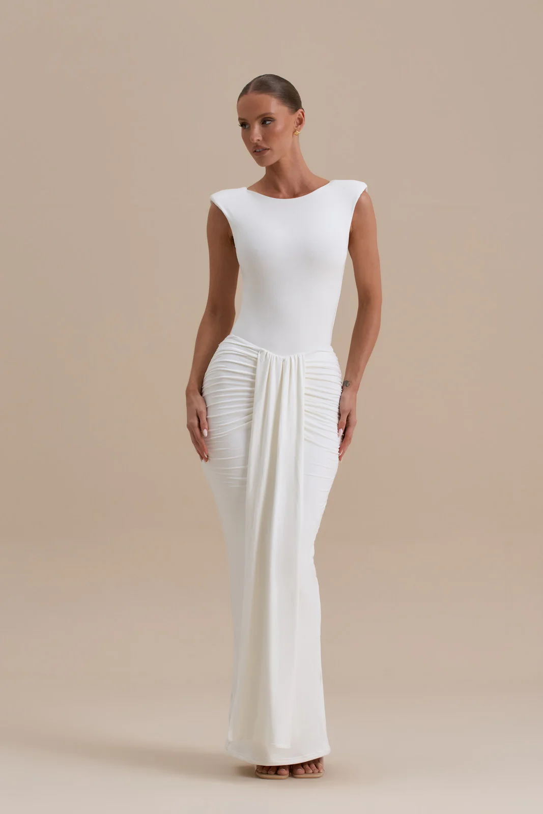 NARA DRAPE MAXI SKIRT | WHITE - SALE - Image 3