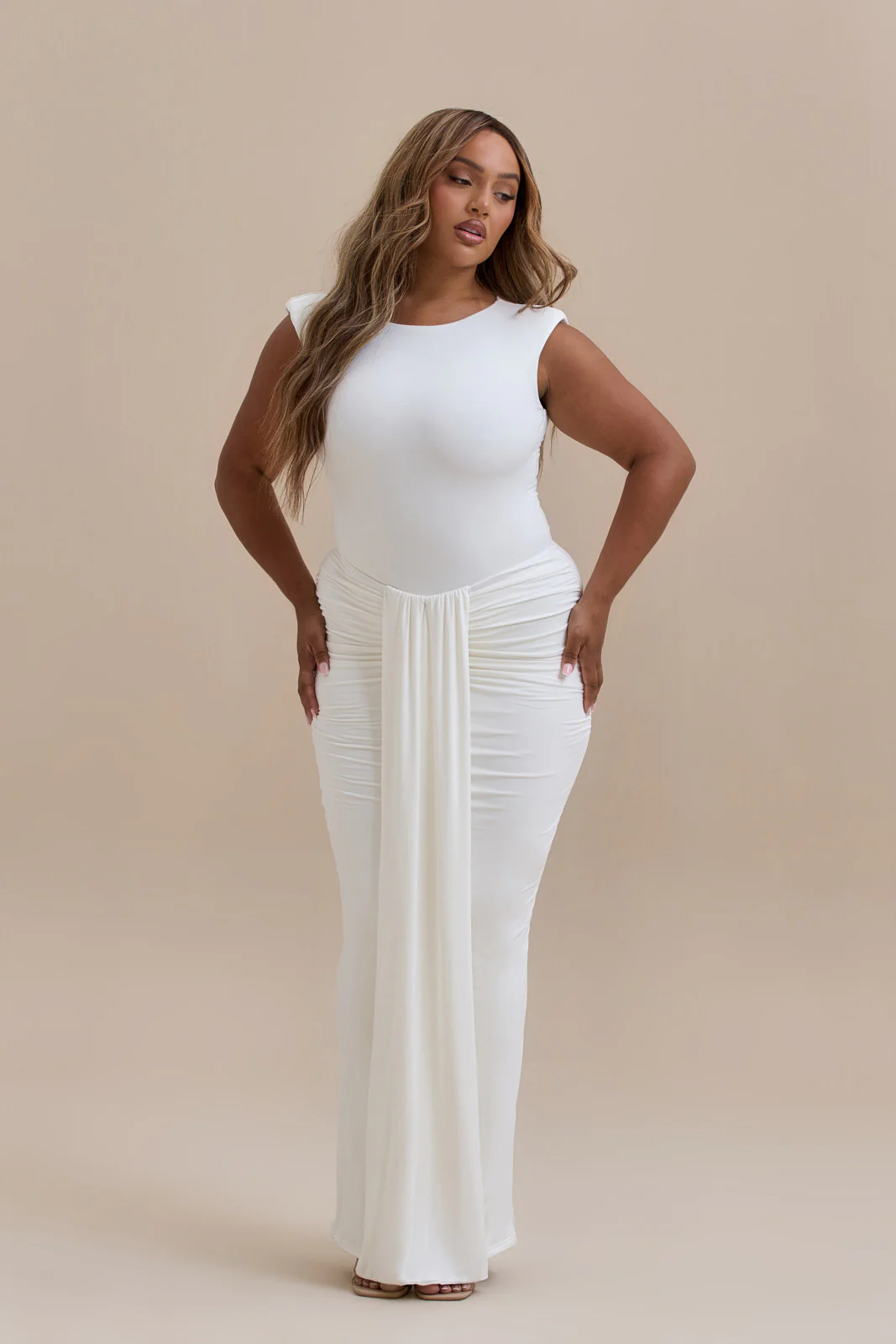 NARA DRAPE MAXI SKIRT | WHITE - SALE - Image 7