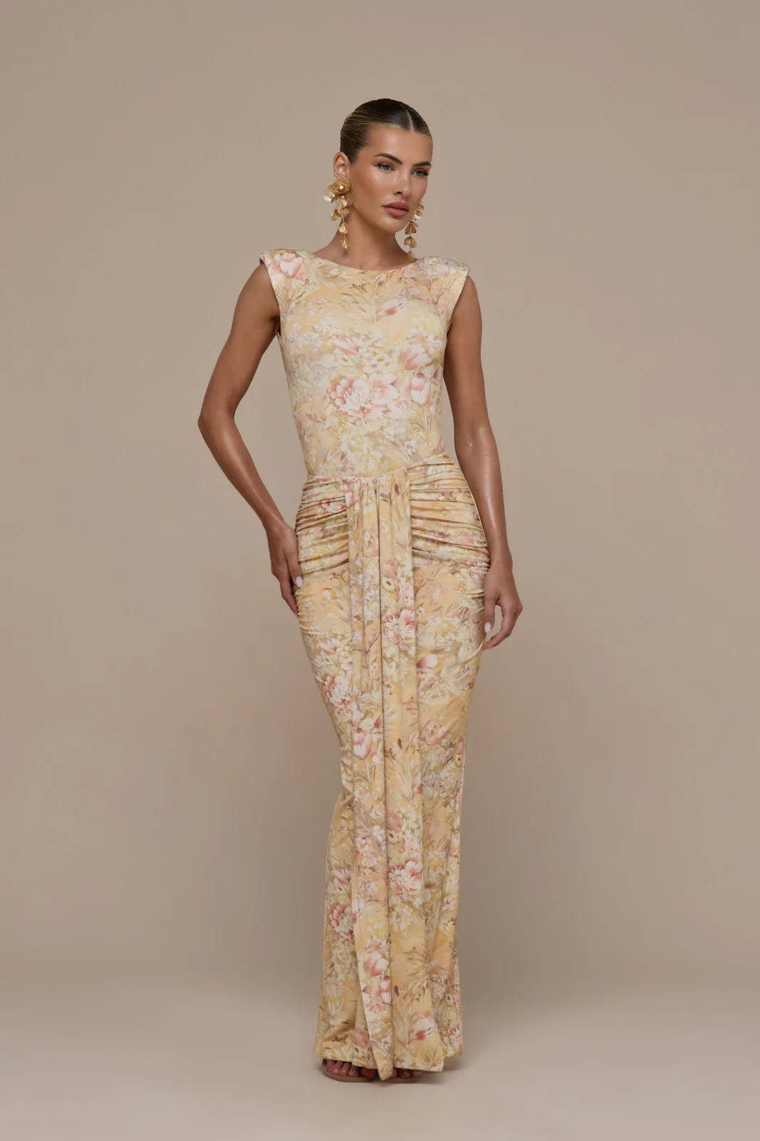 NARA DRAPE MAXI SKIRT | YELLOW FLORAL