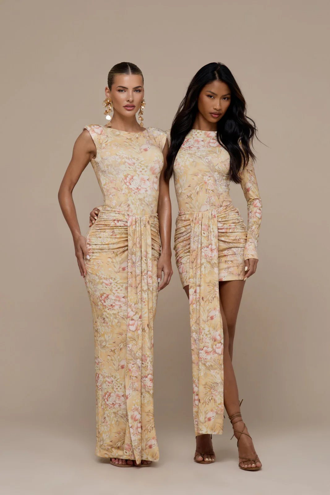 NARA DRAPE MAXI SKIRT | YELLOW FLORAL - Image 3