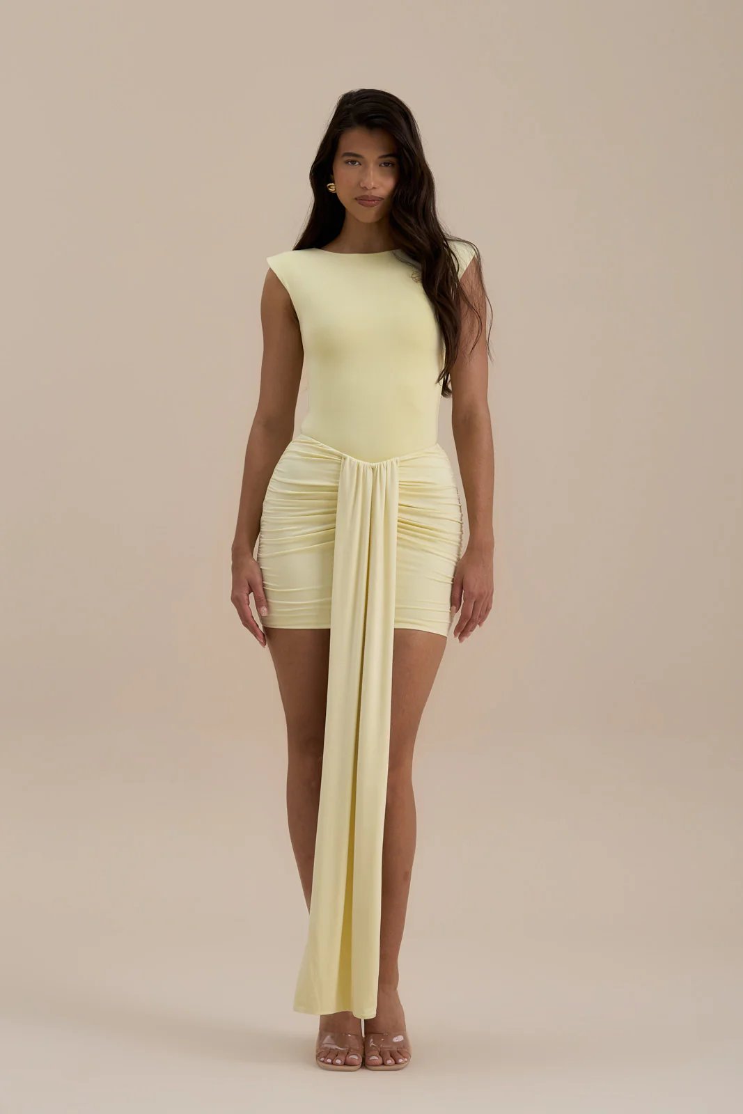 NARA DRAPE MINI SKIRT | LEMON - SALE - Image 6