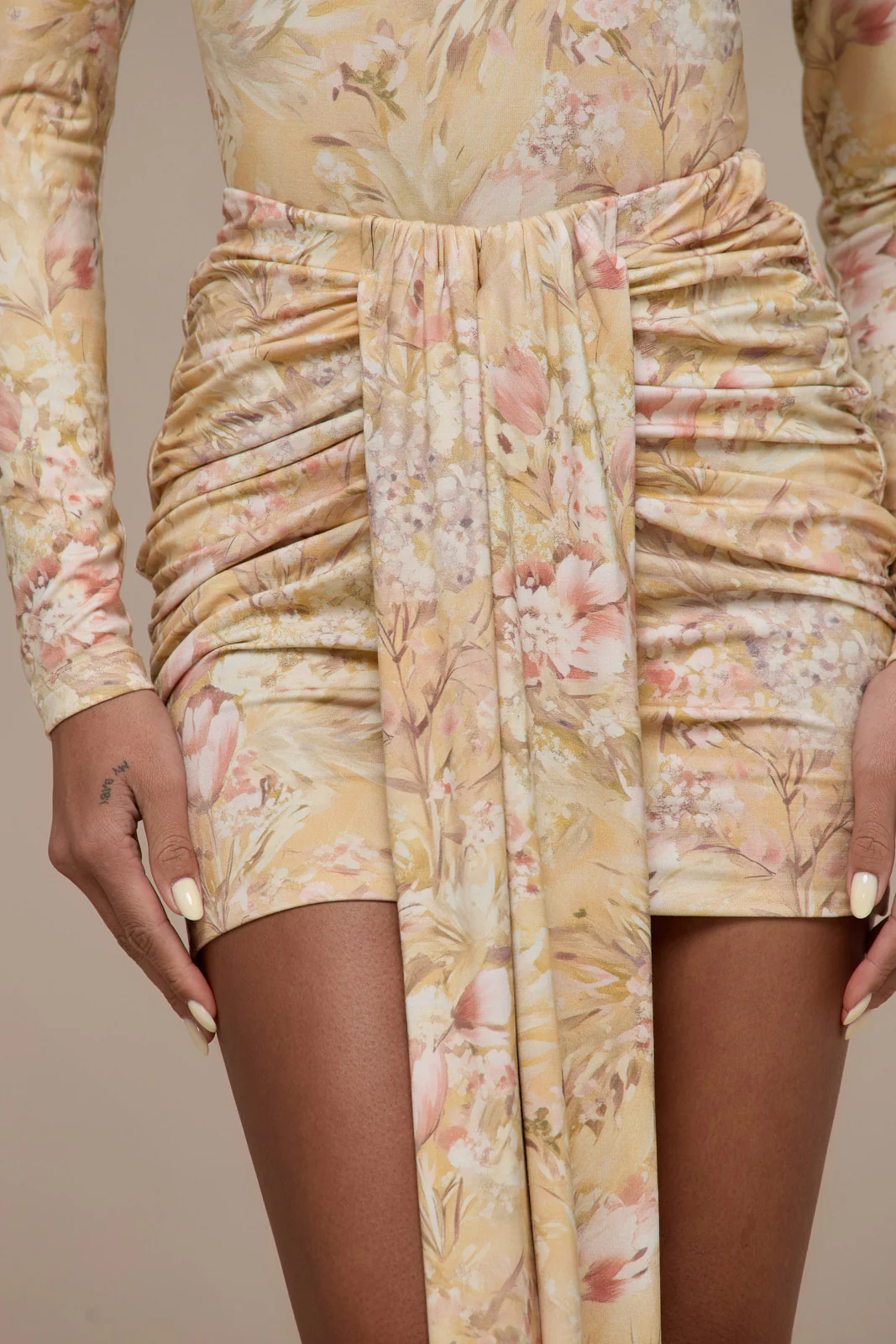 NARA LONG SLEEVE BOAT NECK BODYSUIT | YELLOW FLORAL - Image 9