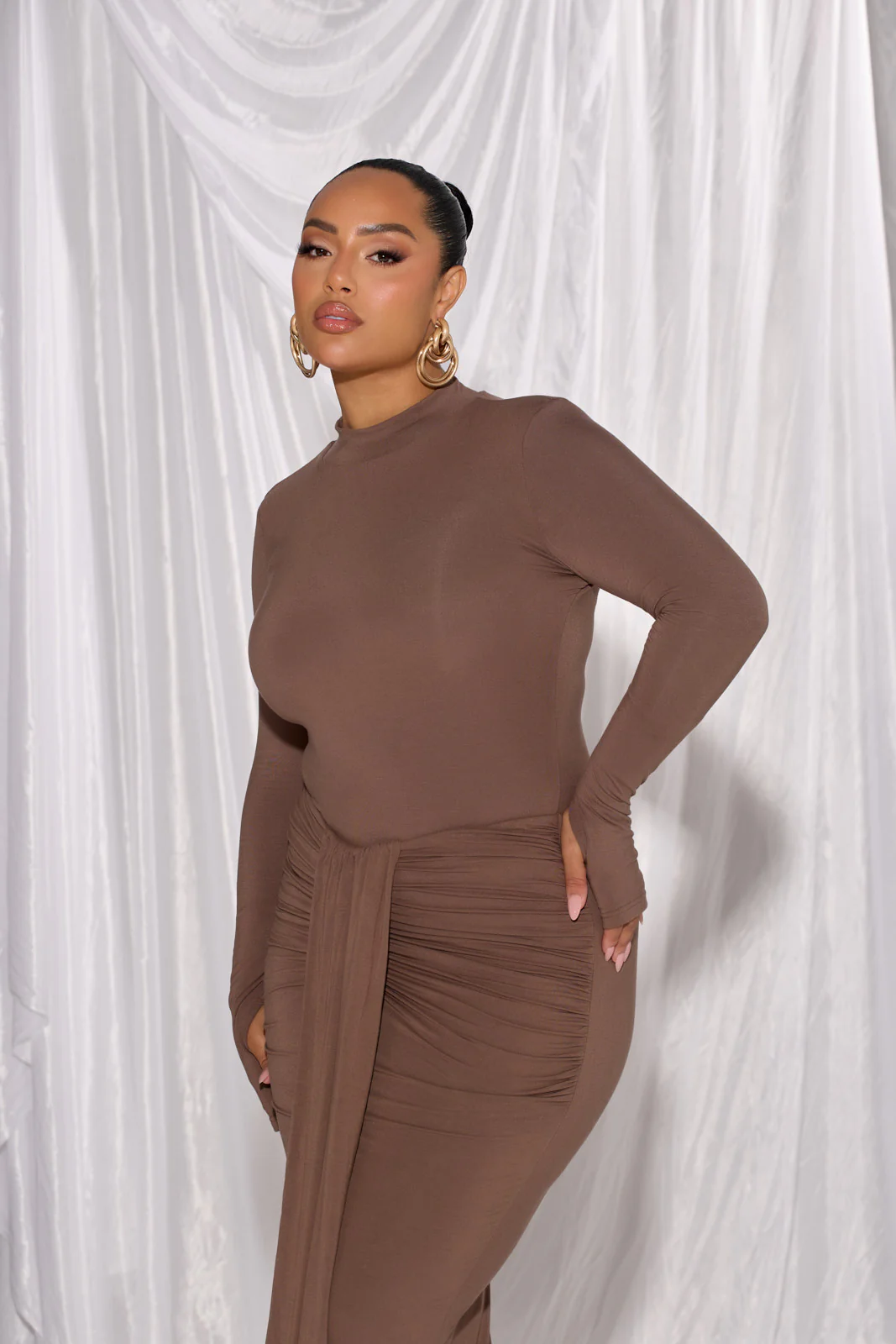 NARA HIGH NECK BODYSUIT | CHOCOLATE - Image 14