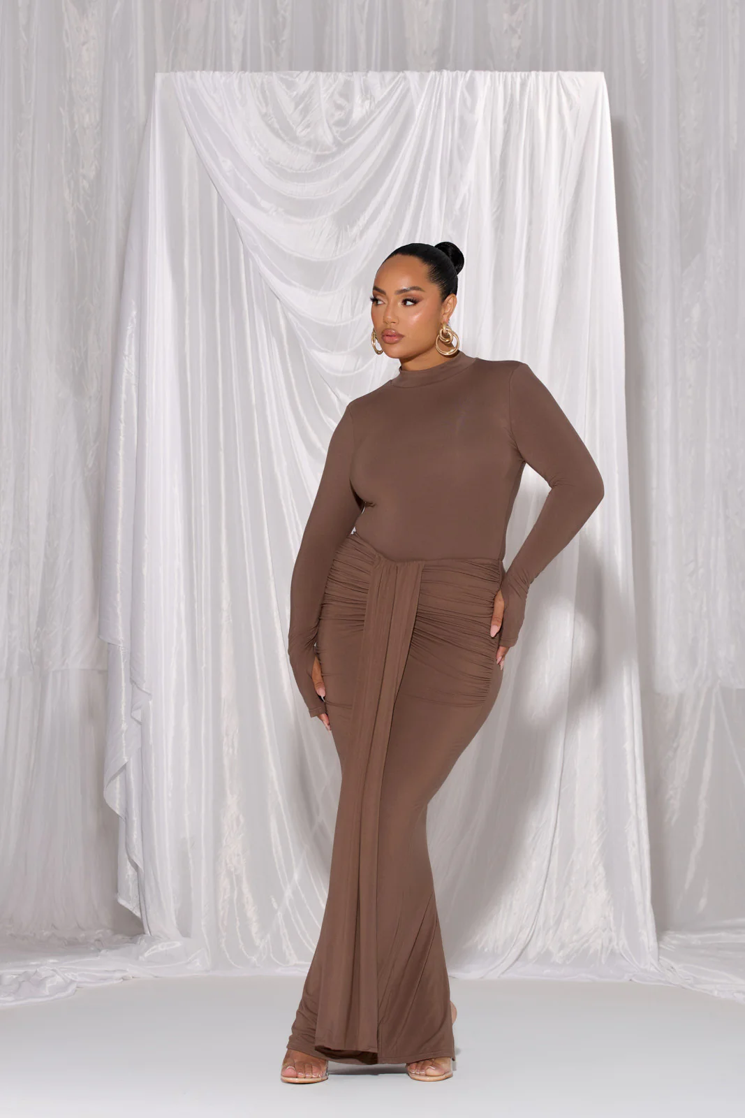 NARA HIGH NECK BODYSUIT | CHOCOLATE - Image 17