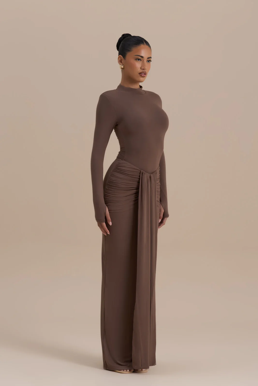 NARA HIGH NECK BODYSUIT | CHOCOLATE - Image 4