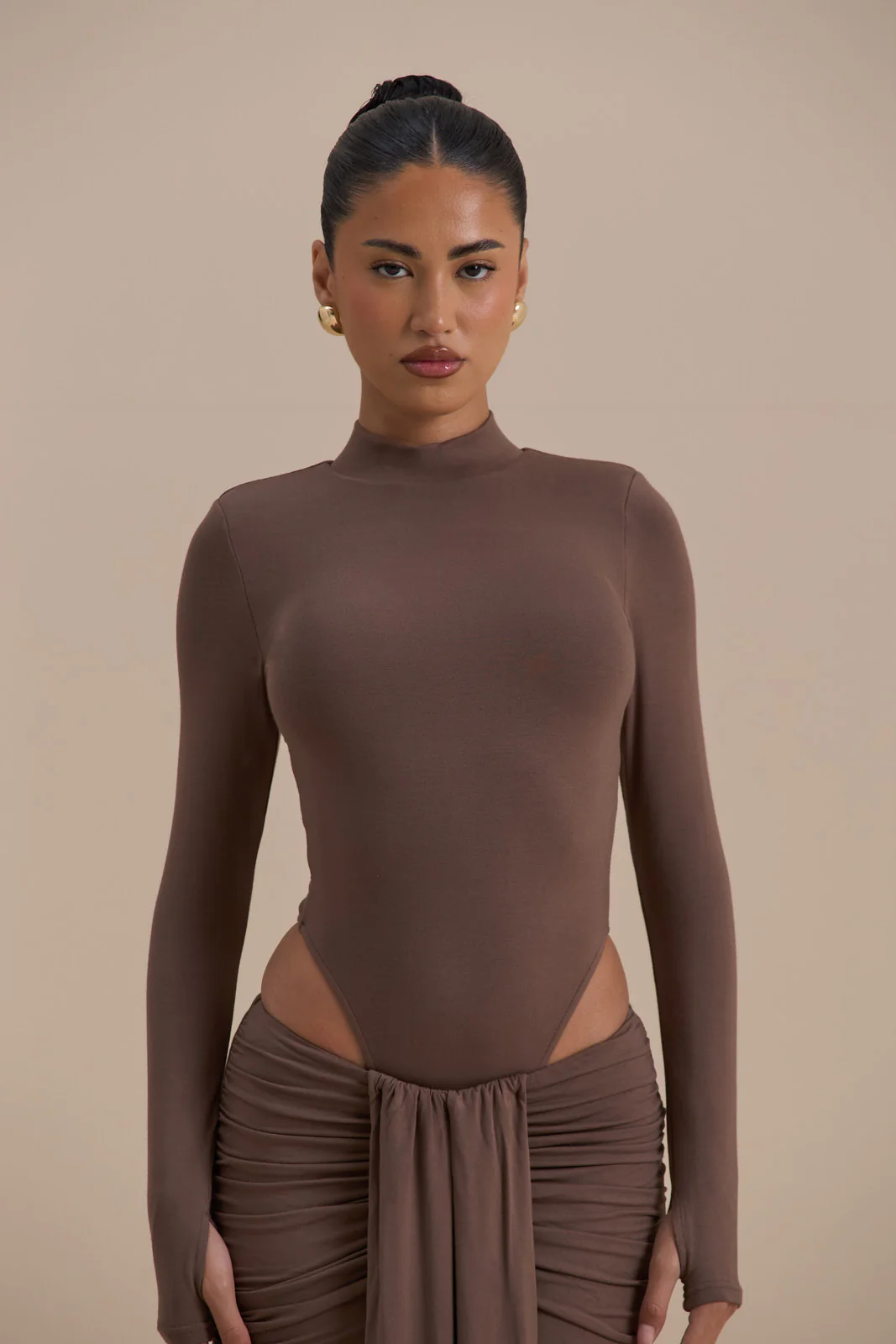 NARA HIGH NECK BODYSUIT | CHOCOLATE - Image 6