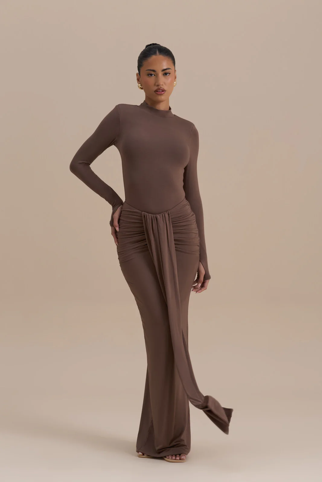 NARA HIGH NECK BODYSUIT | CHOCOLATE - Image 7