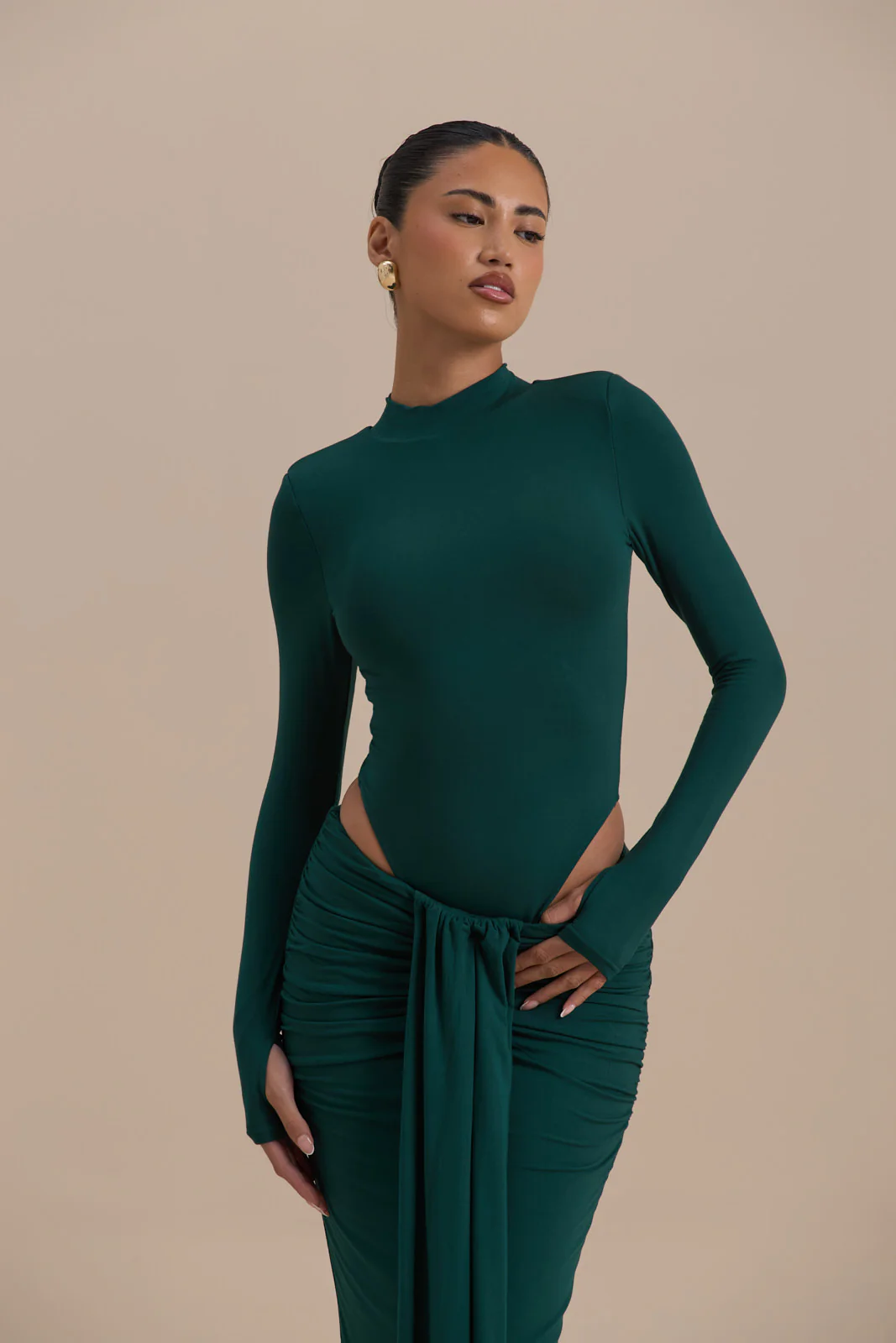 NARA HIGH NECK BODYSUIT | EMERALD - Image 3