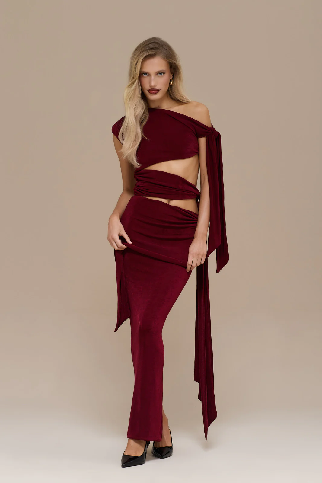 NOA MAXI SKIRT | WINE - Image 6