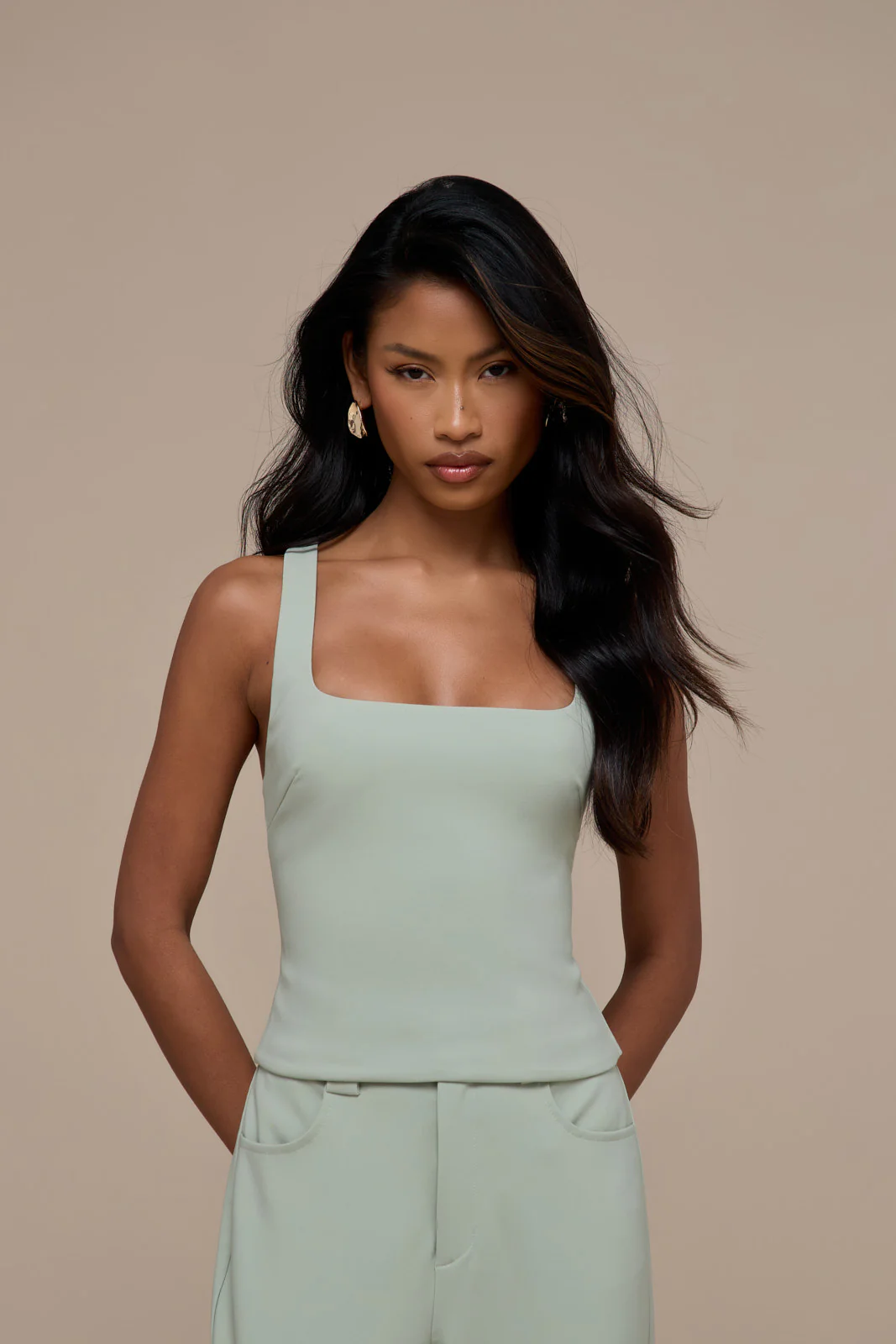 OLIVIA SQUARE NECK CROP TOP | SAGE - Image 4