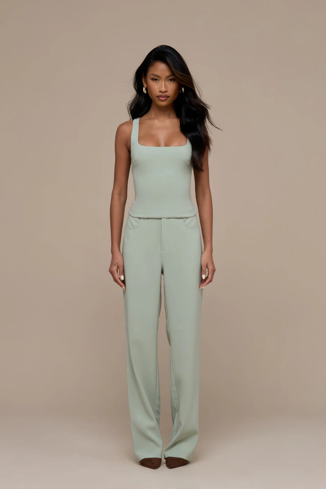 OLIVIA SQUARE NECK CROP TOP | SAGE - Image 7