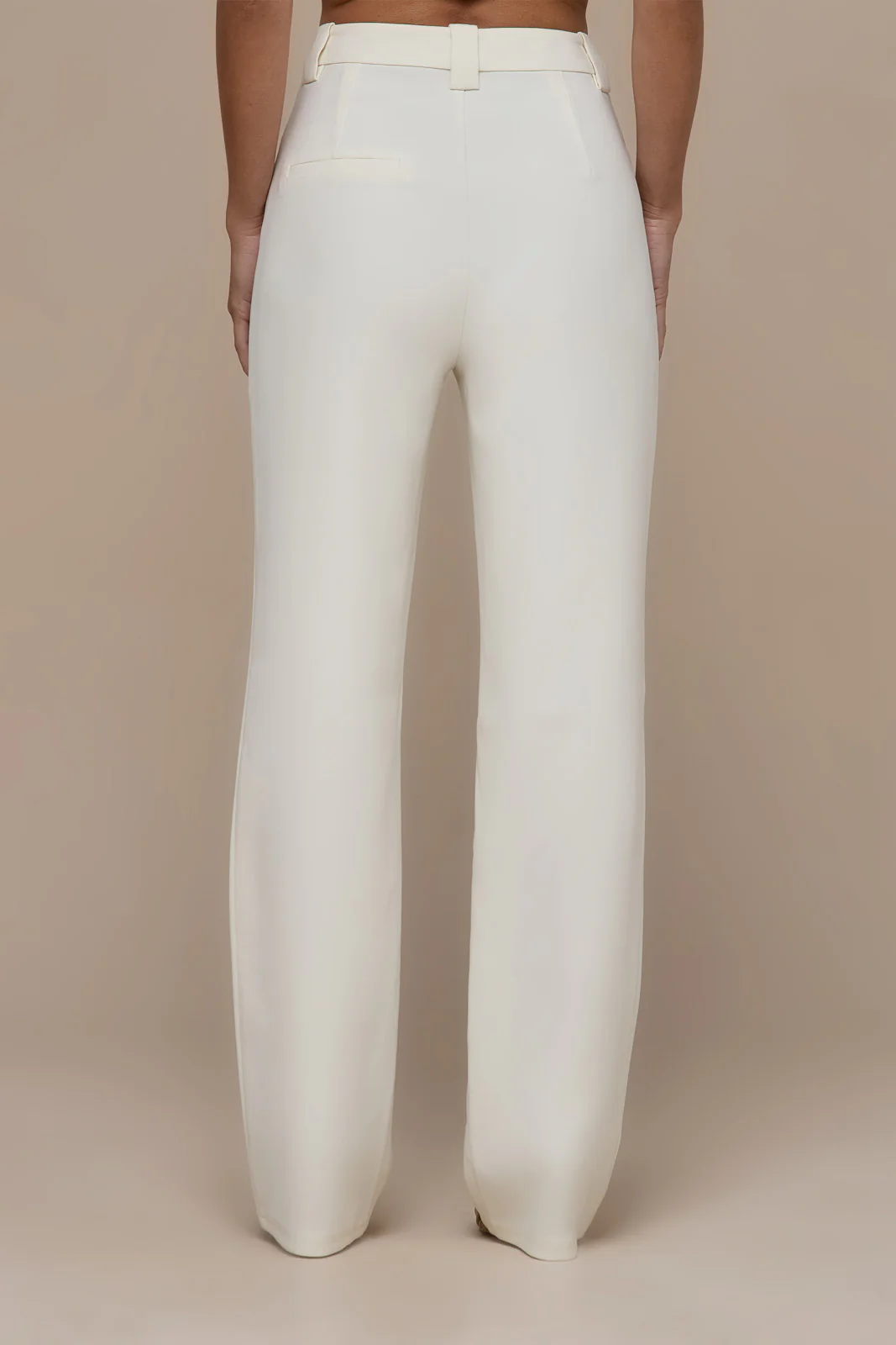 OLIVIA STRAIGHT LEG TROUSERS WITH ADJUSTABLE WAIST | CREAM - Image 8