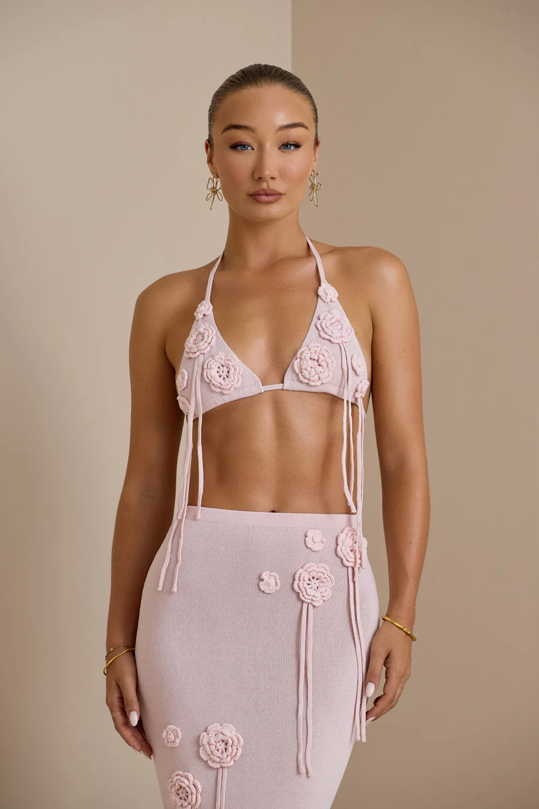 PEONY KNIT BRA TOP | BABY PINK - SALE - Image 5
