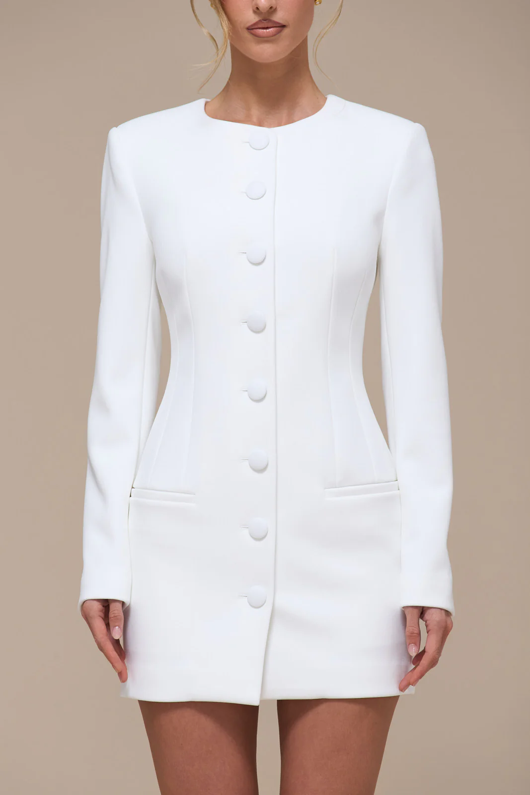 PIPPA BLAZER DRESS | WHITE - Image 4