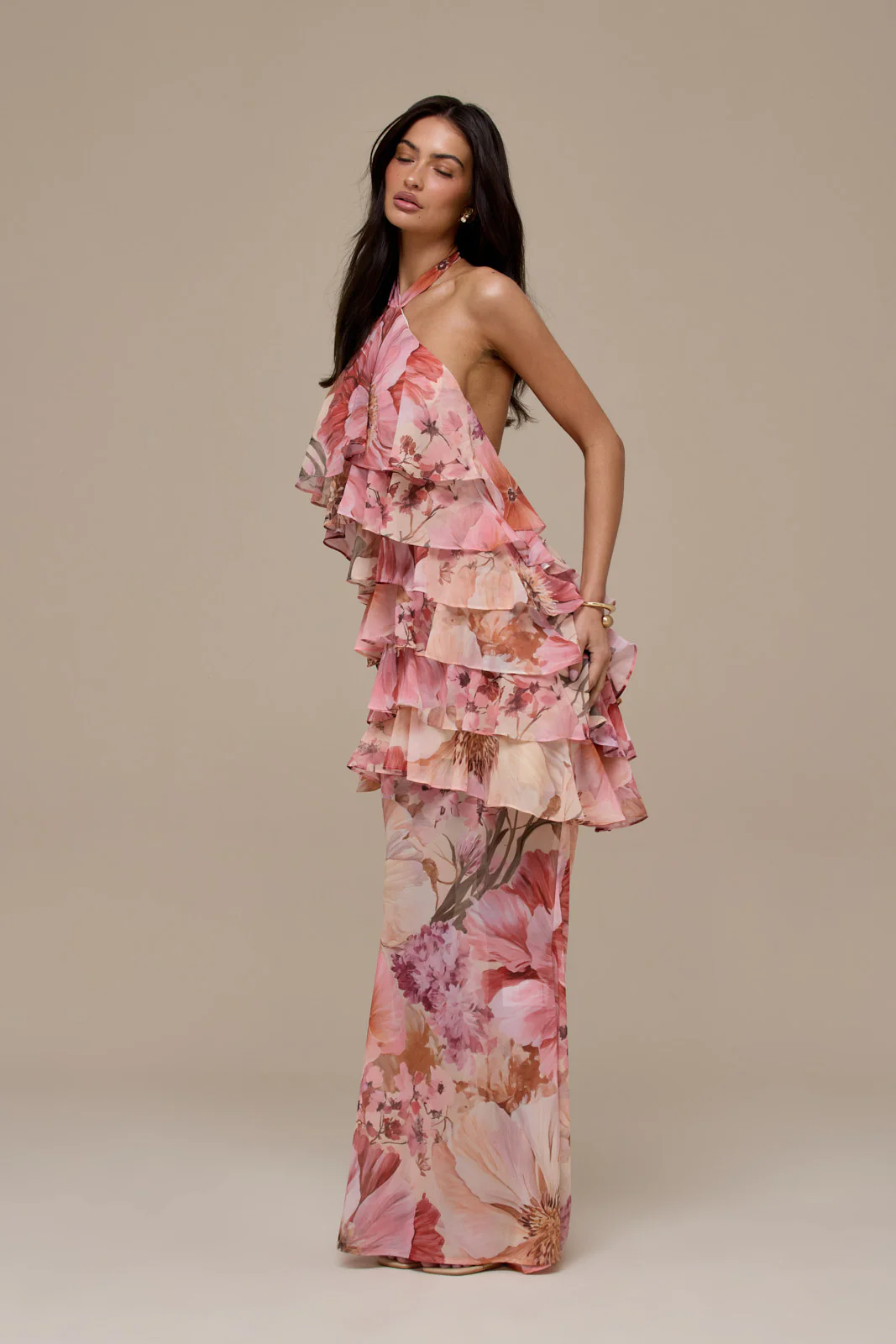 PRIMROSE HALTER NECK TIERED RUFFLE MINI DRESS | FLORAL PRINT - Image 26