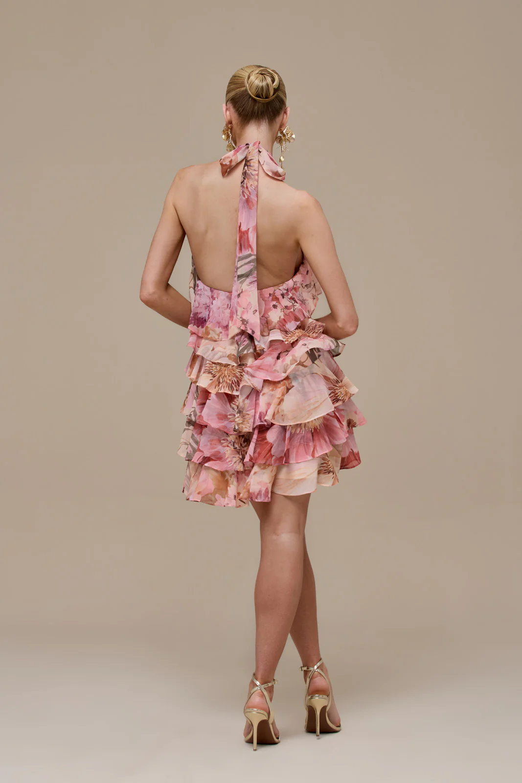 PRIMROSE HALTER NECK TIERED RUFFLE MINI DRESS | FLORAL PRINT - Image 5