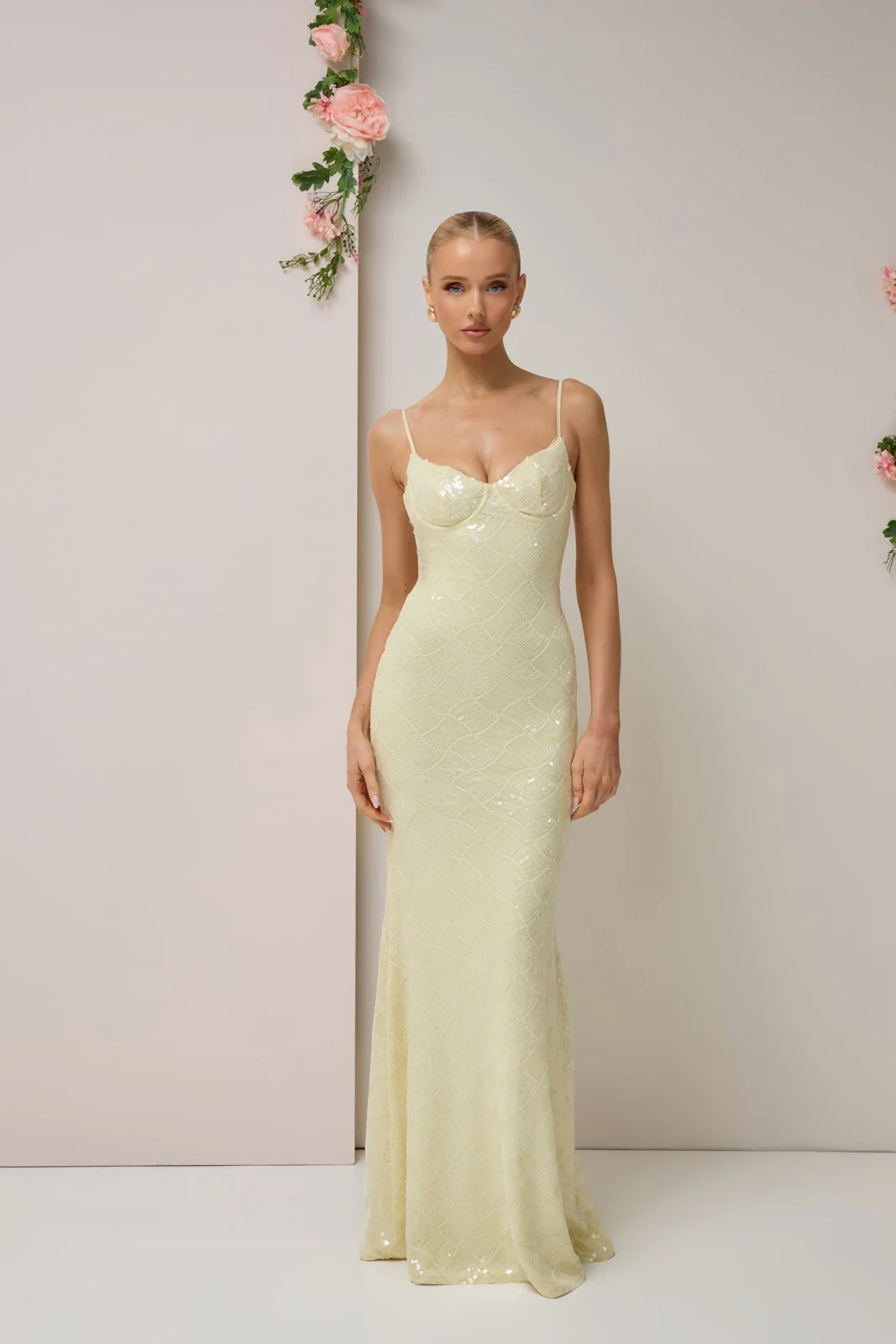 RHEA SEQUIN MAXI DRESS | LEMON - Image 2