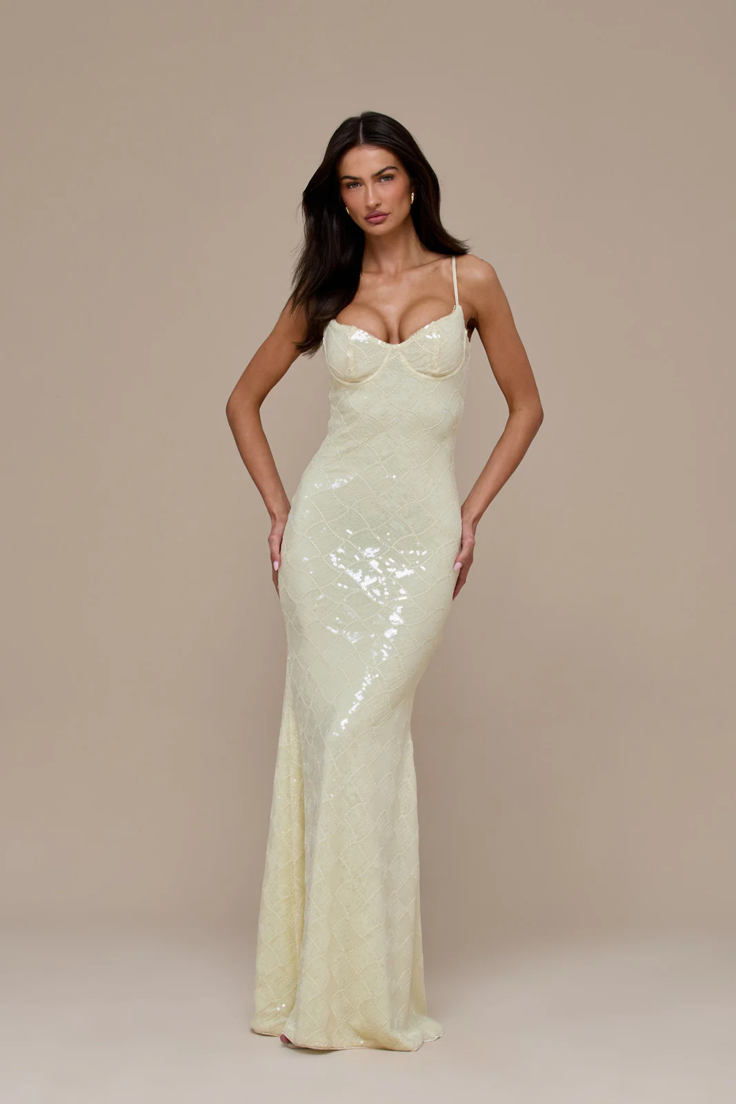 RHEA SEQUIN MAXI DRESS | LEMON - Image 5