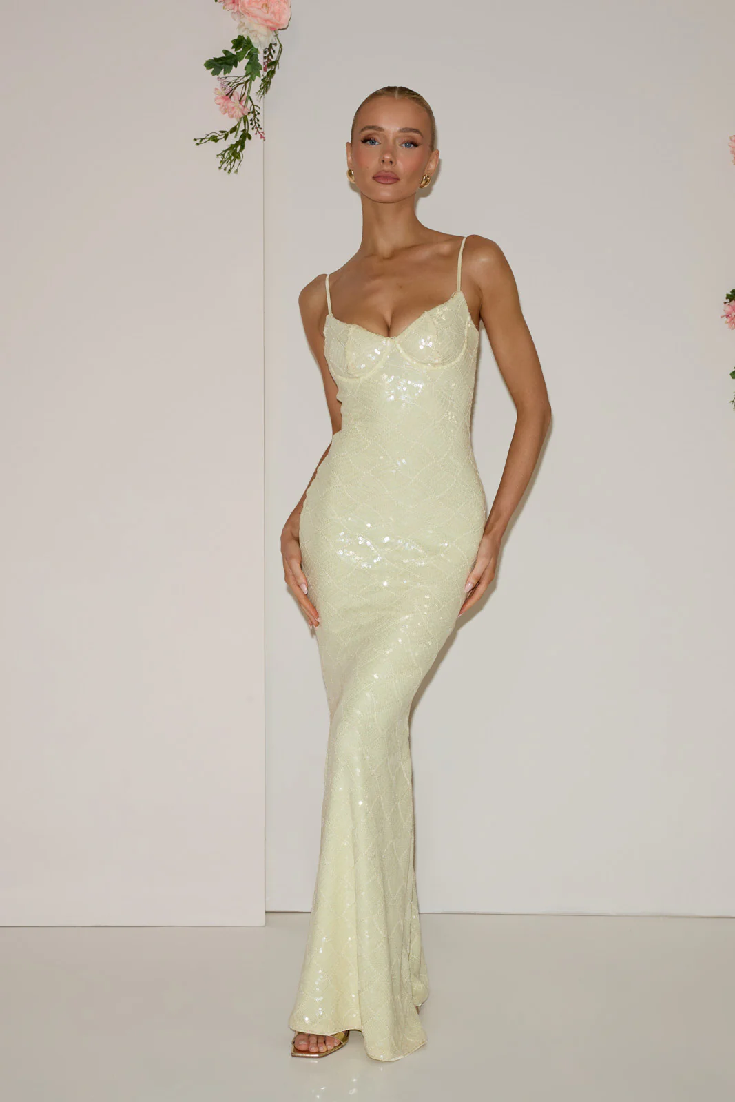 RHEA SEQUIN MAXI DRESS | LEMON - Image 9