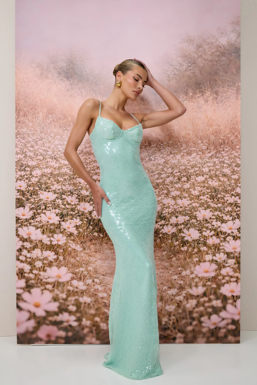 RHEA SEQUIN MAXI DRESS | AQUA BLUE - Image 12