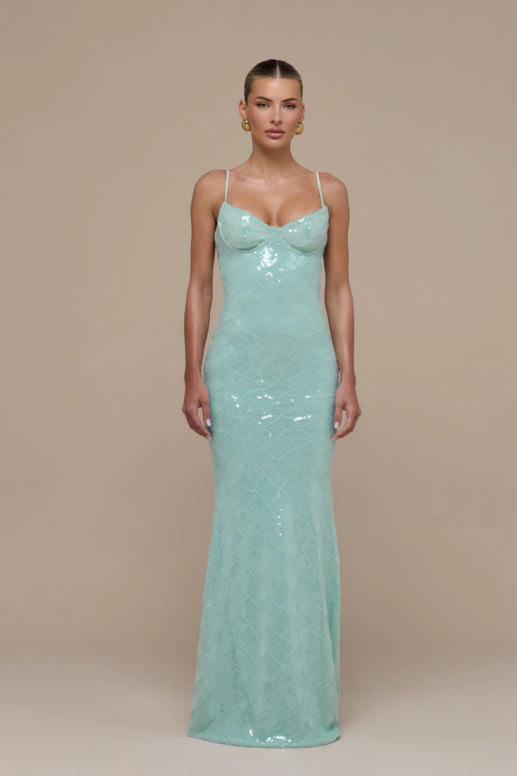 RHEA SEQUIN MAXI DRESS | AQUA BLUE - Image 2