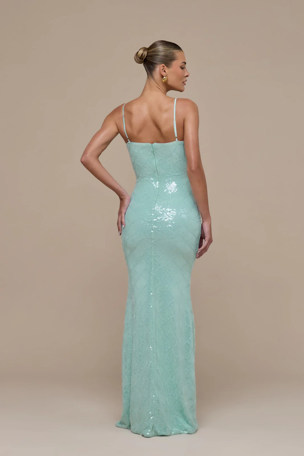 RHEA SEQUIN MAXI DRESS | AQUA BLUE - Image 4