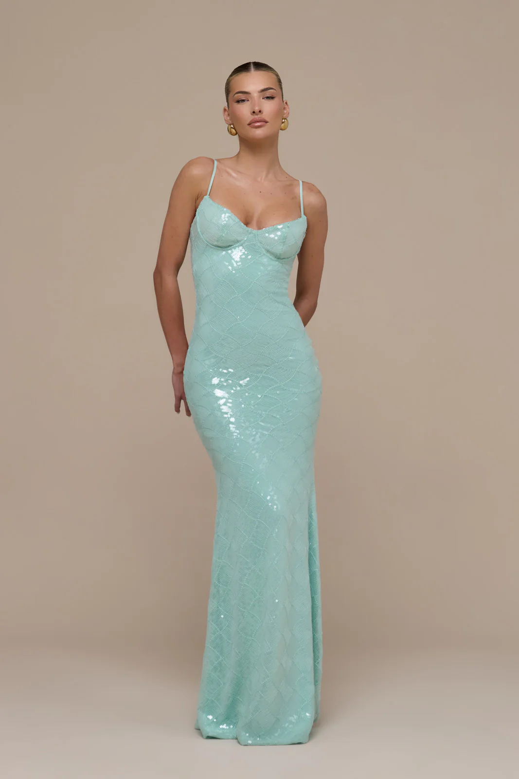 RHEA SEQUIN MAXI DRESS | AQUA BLUE - Image 5