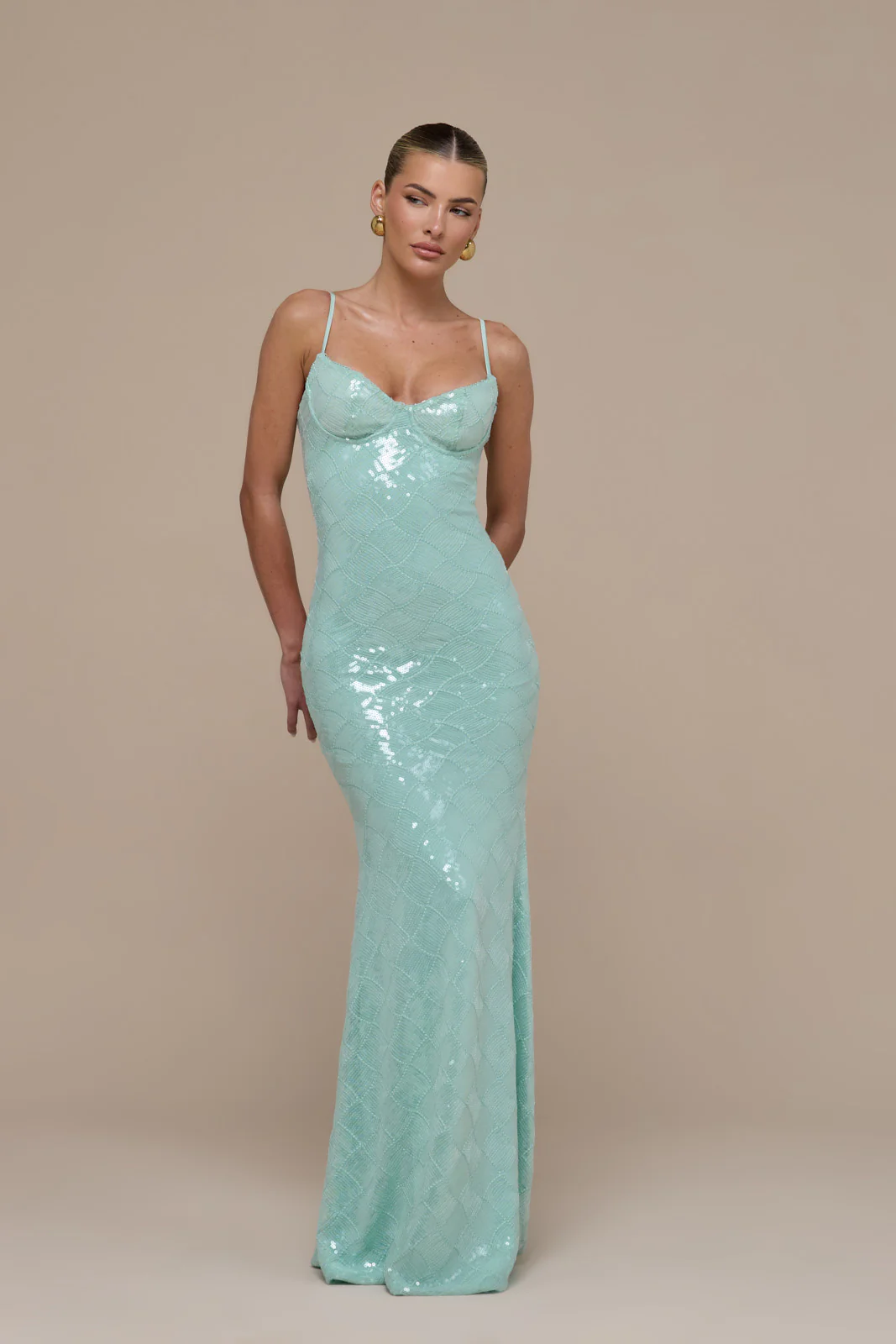 RHEA SEQUIN MAXI DRESS | AQUA BLUE - Image 6