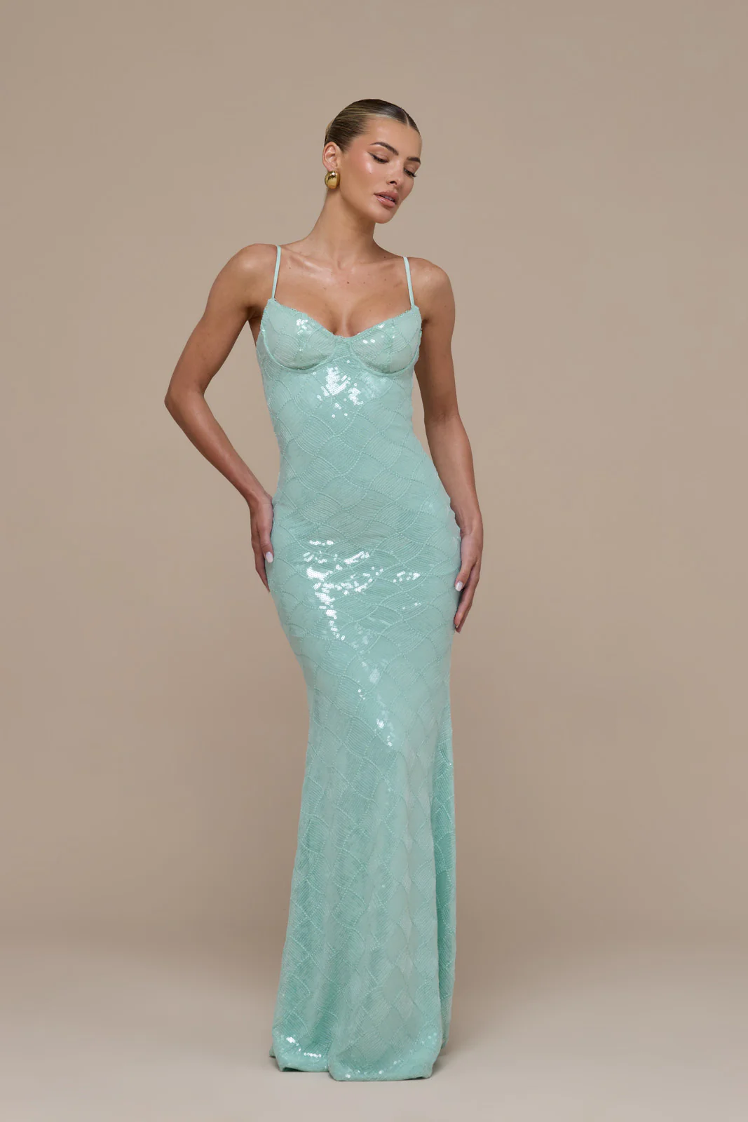 RHEA SEQUIN MAXI DRESS | AQUA BLUE - Image 7