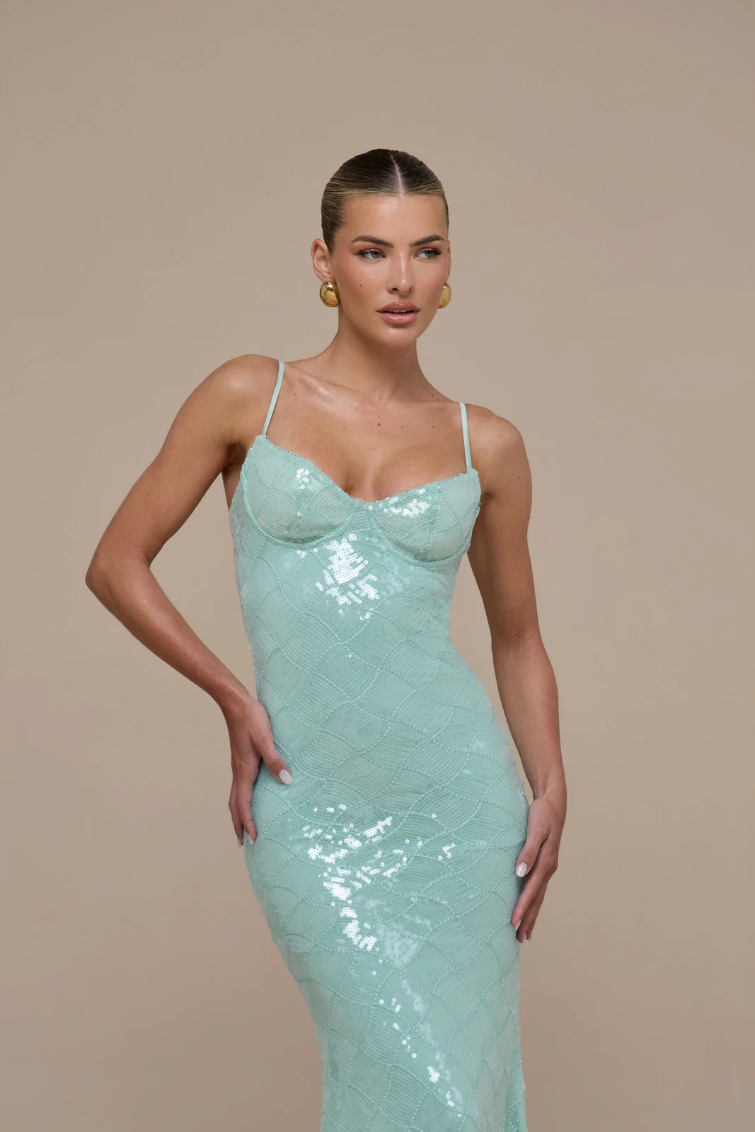 RHEA SEQUIN MAXI DRESS | AQUA BLUE - Image 8