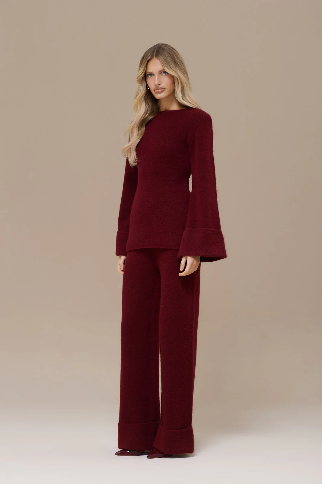 RHYLA LONG SLEEVE KNITTED TOP | WINE - Image 11