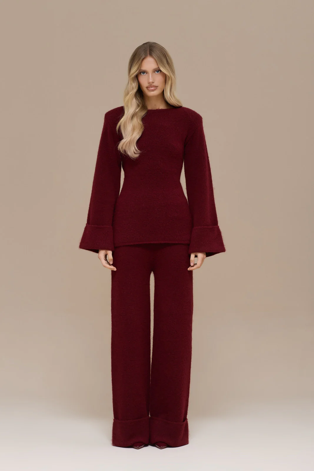 RHYLA LONG SLEEVE KNITTED TOP | WINE - Image 12
