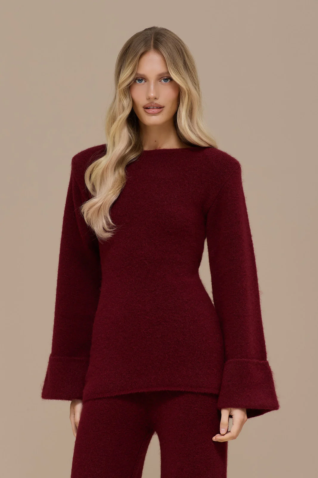 RHYLA LONG SLEEVE KNITTED TOP | WINE - Image 6