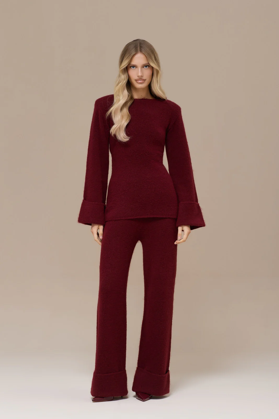 RHYLA LONG SLEEVE KNITTED TOP | WINE - Image 8