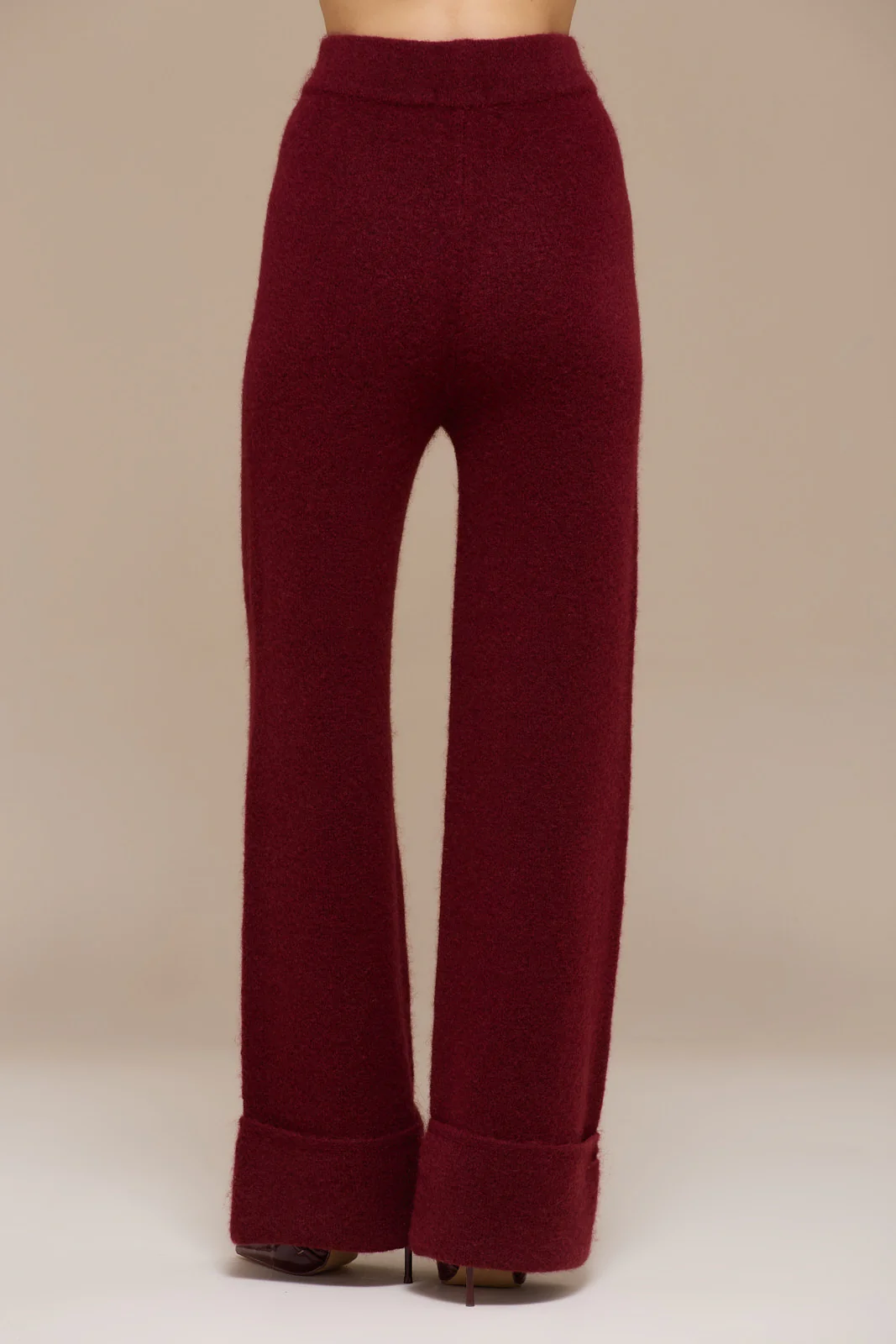 RHYLA TURN UP KNITTED TROUSERS | WINE - Image 8
