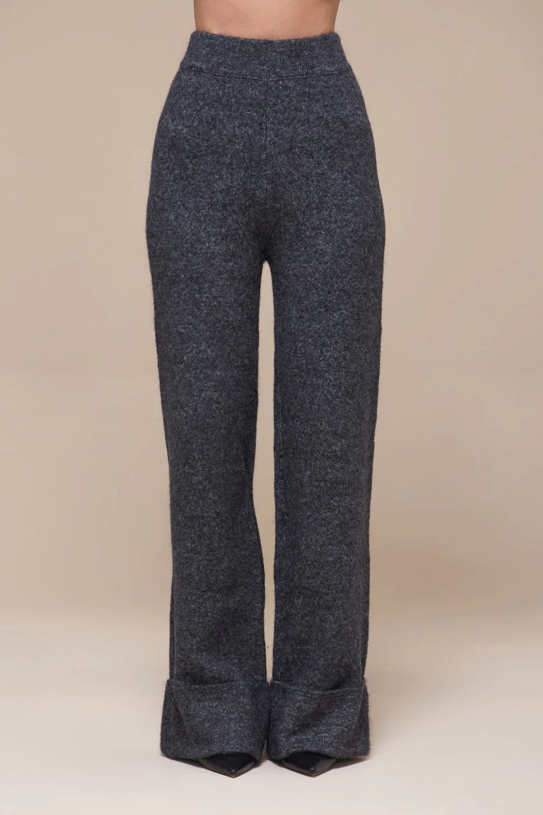 RHYLA TURN UP KNITTED TROUSERS | GREY - Image 3