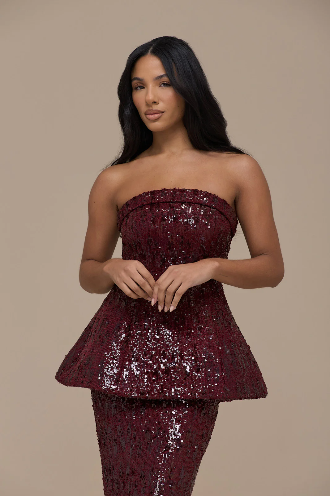 SCARLETT BANDEAU TOP | WINE SEQUIN - Image 4