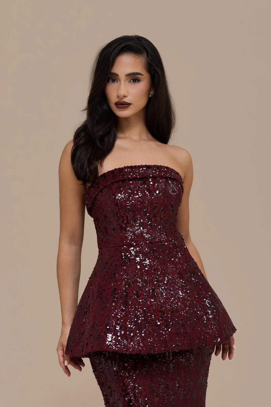 SCARLETT BANDEAU TOP | WINE SEQUIN - Image 6