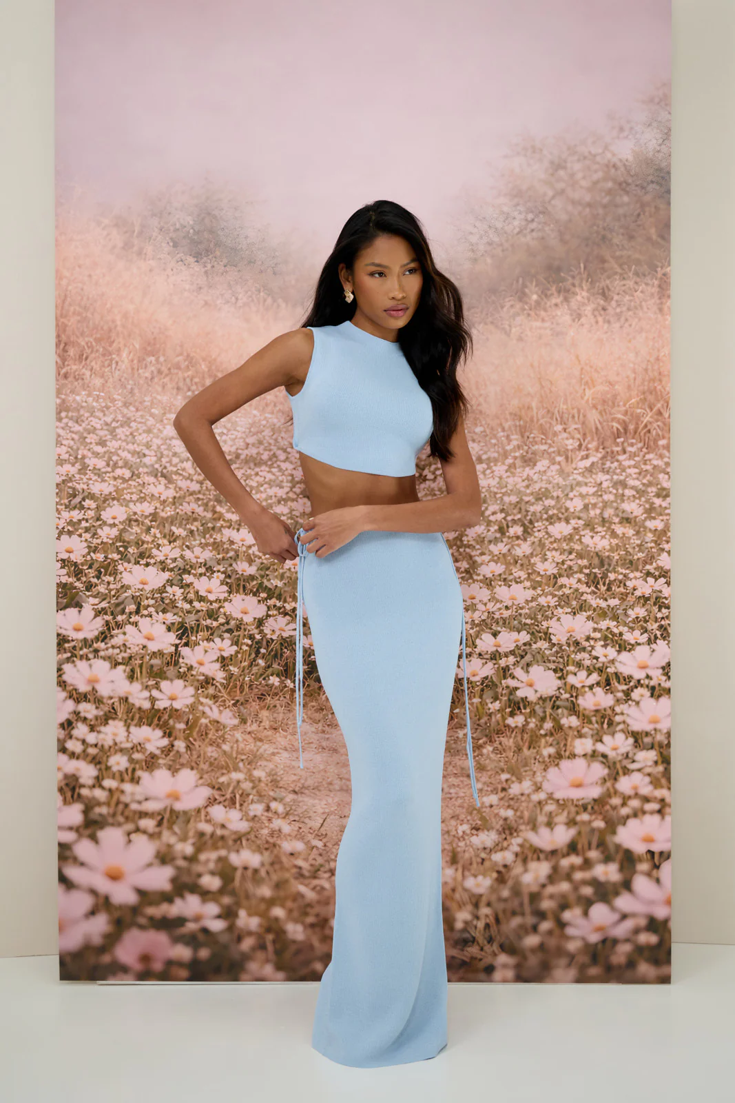 SIENNA SLEEVELESS KNITTED TOP WITH OPEN BACK BUTTON DETAIL | BABY BLUE - Image 6